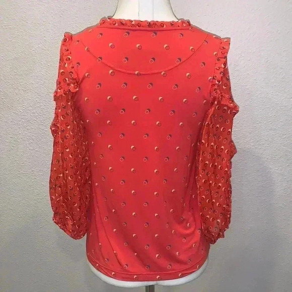 Anthropologie Maeve Ruffle Jacquin Peasant Blouse Top Confetti - Picture 7 of 9